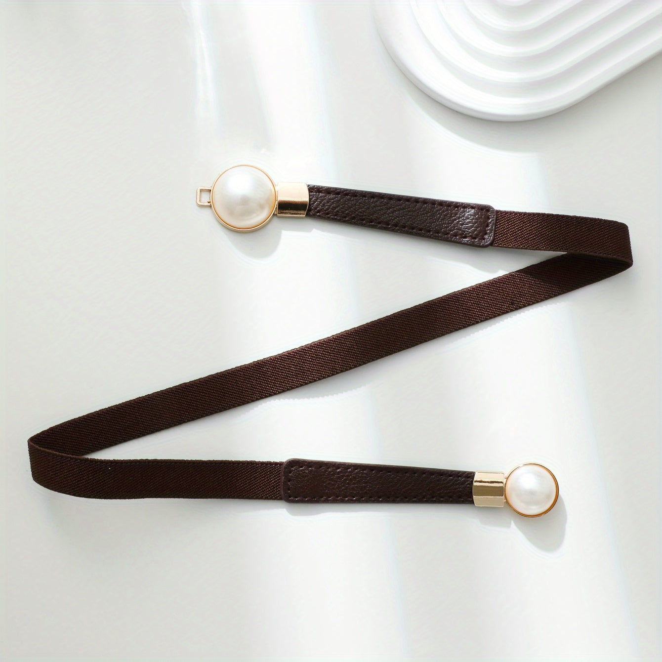 Faux Pearl Elastic Thin Belt