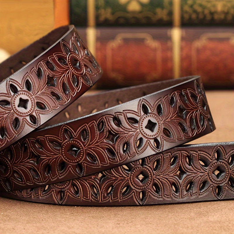 New Fashionable Genuine Belt Needle Buckle Hollow Belts Decoration