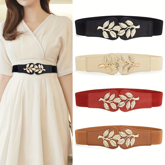 Golden Leaf Buckle Wide Belt