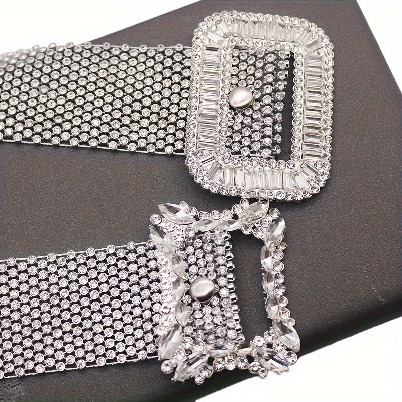 Women's Rhinestone Knit Belt, Fashionable And Versatile Waistband with Rhinestone Inlay