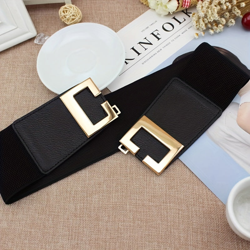 Trendy Geometric Buckle Wide Belt