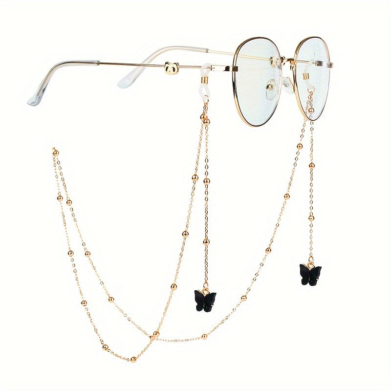 Cute Butterfly Pendant Eyewear Chain Multi-Purpose Anti-Slip Glasses Lanyard For Sunglasses & Readers