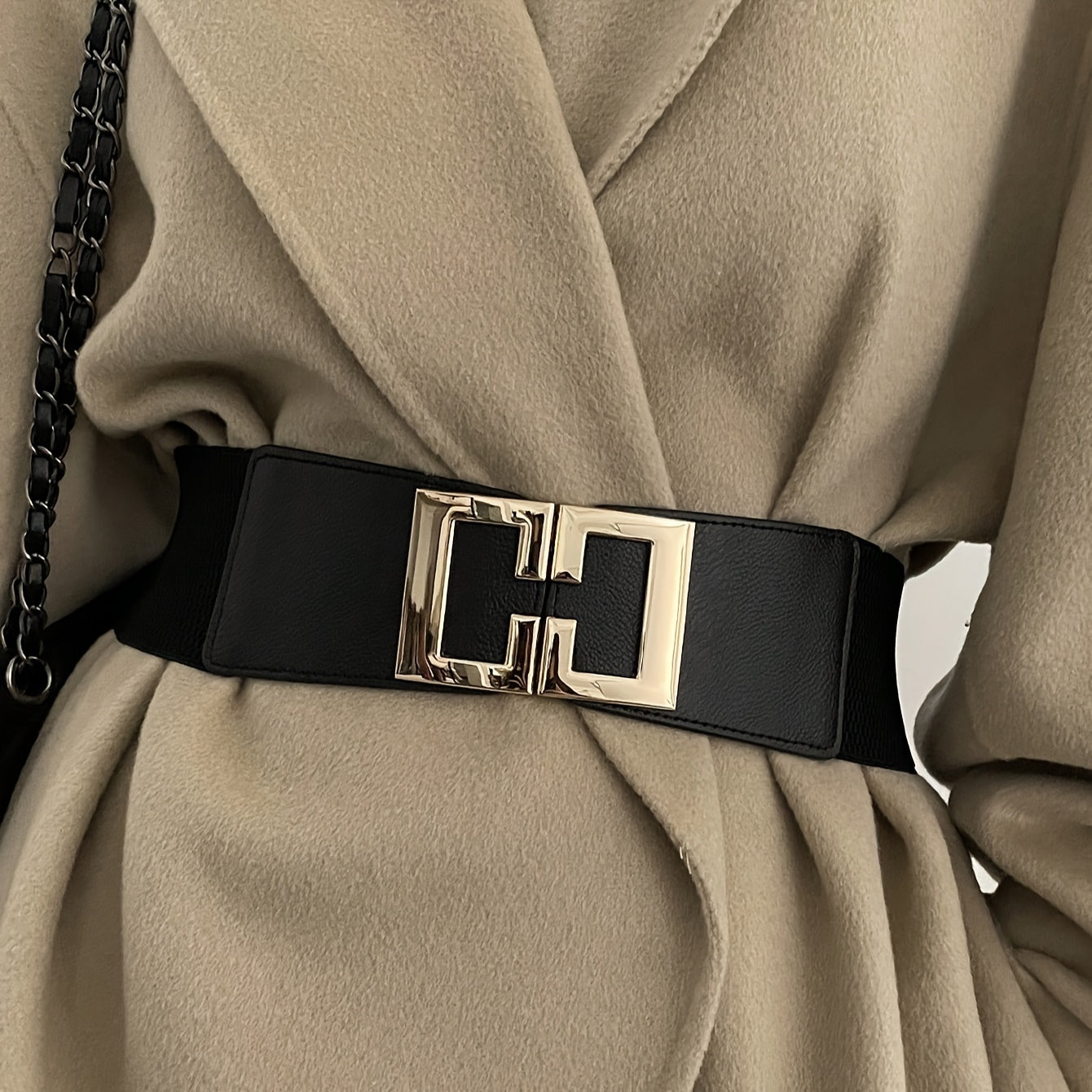 Trendy Geometric Buckle Wide Belt