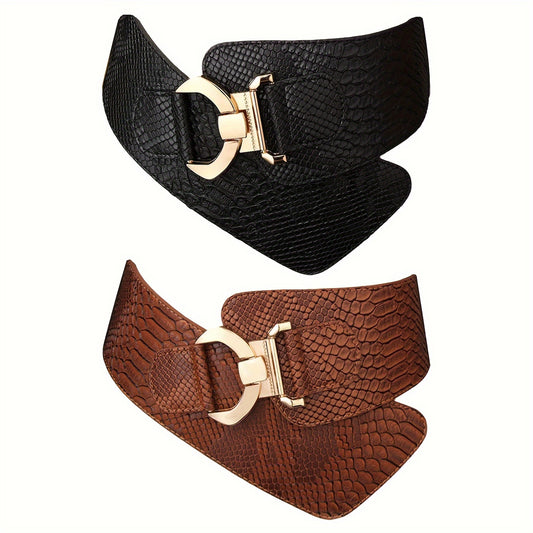 Vintage Snake Embossed Wide Belts