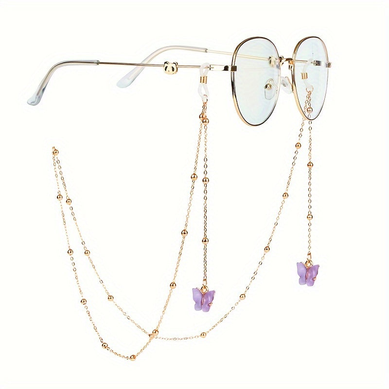 Cute Butterfly Pendant Eyewear Chain Multi-Purpose Anti-Slip Glasses Lanyard For Sunglasses & Readers