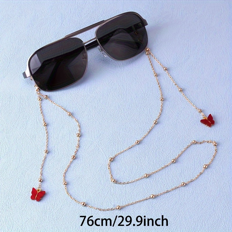 Cute Butterfly Pendant Eyewear Chain Multi-Purpose Anti-Slip Glasses Lanyard For Sunglasses & Readers