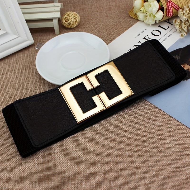 Trendy Geometric Buckle Wide Belt