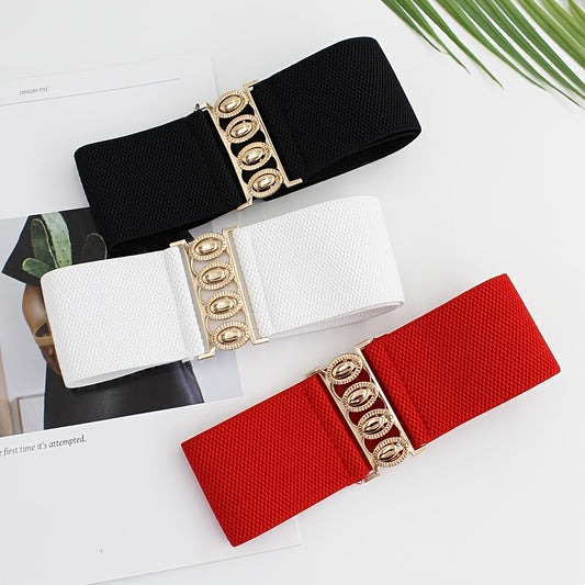 Golden Buckle Elastic Waist Belt