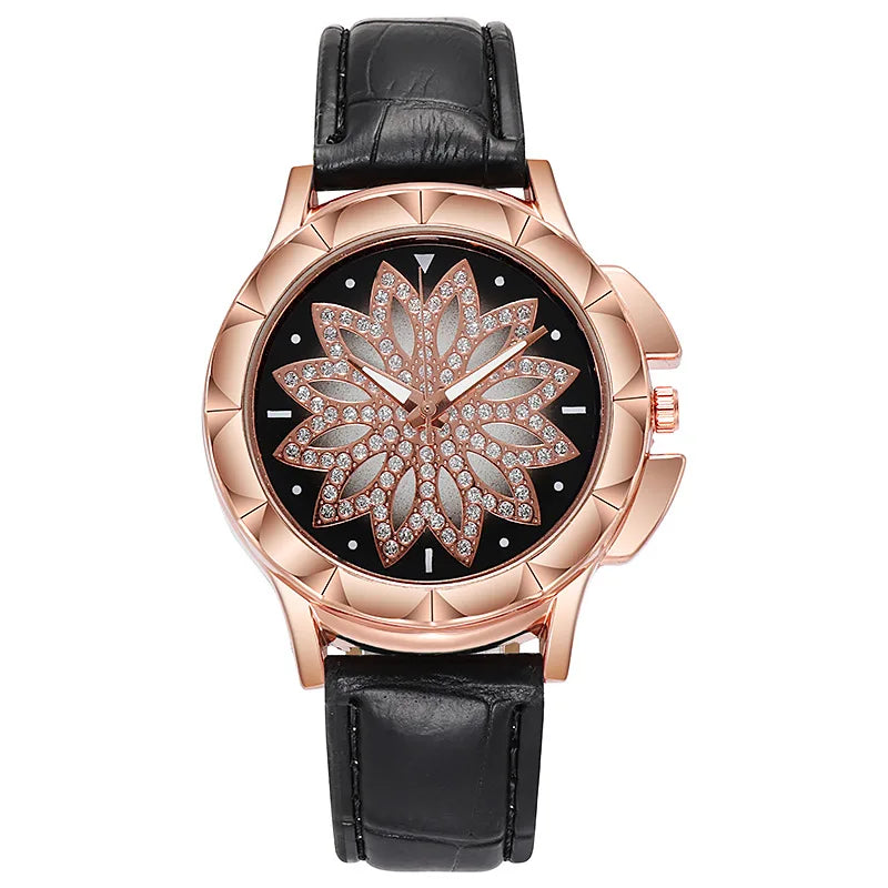 Women Starry Sky Watch Luxury Rose Gold Diamond Watches Ladies Casual Leather Band Quartz Wristwatch Female Clock zegarek damski