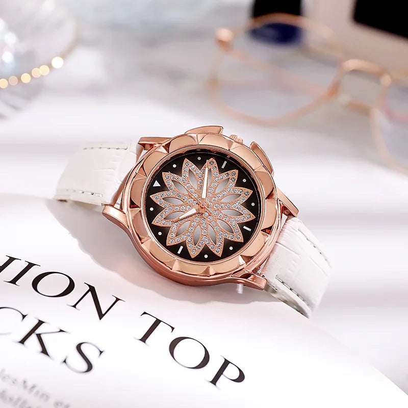 Women Starry Sky Watch Luxury Rose Gold Diamond Watches Ladies Casual Leather Band Quartz Wristwatch Female Clock zegarek damski