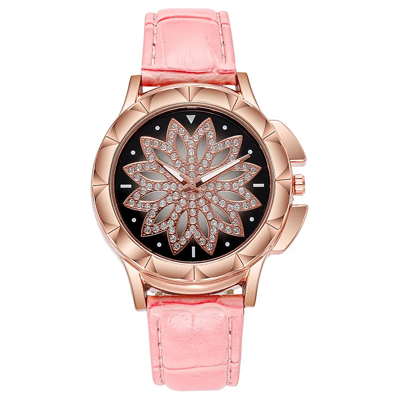 Women Starry Sky Watch Luxury Rose Gold Diamond Watches Ladies Casual Leather Band Quartz Wristwatch Female Clock zegarek damski