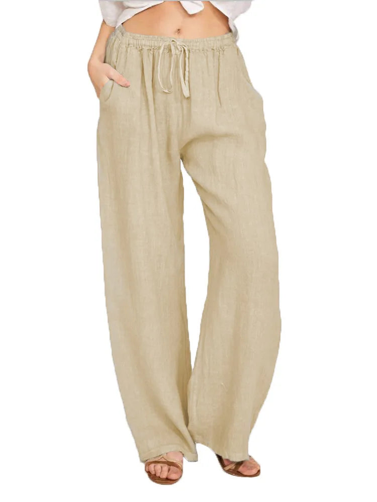 New Casual Women's Wear in Europe,  Large Loose Cotton Hemp Casual Pants