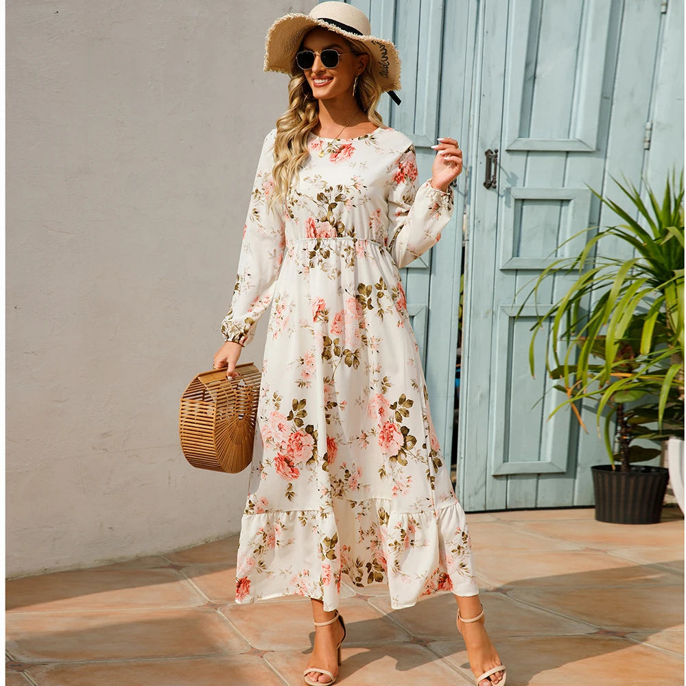 Casual Long Sleeve High Waist Beach Woman Chiffon