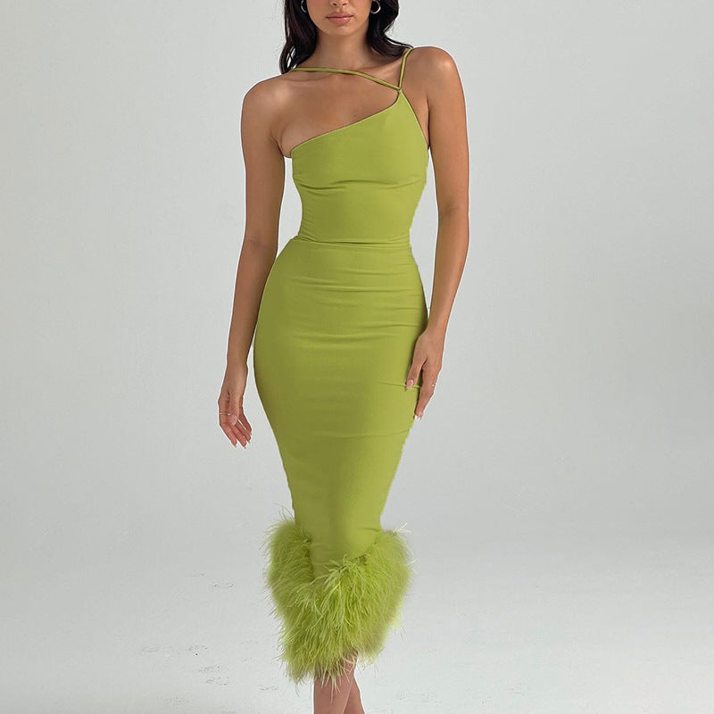 Elegant Feathers Midi Dress