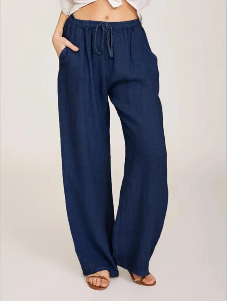 New Casual Women's Wear in Europe,  Large Loose Cotton Hemp Casual Pants