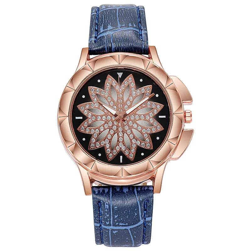 Women Starry Sky Watch Luxury Rose Gold Diamond Watches Ladies Casual Leather Band Quartz Wristwatch Female Clock zegarek damski