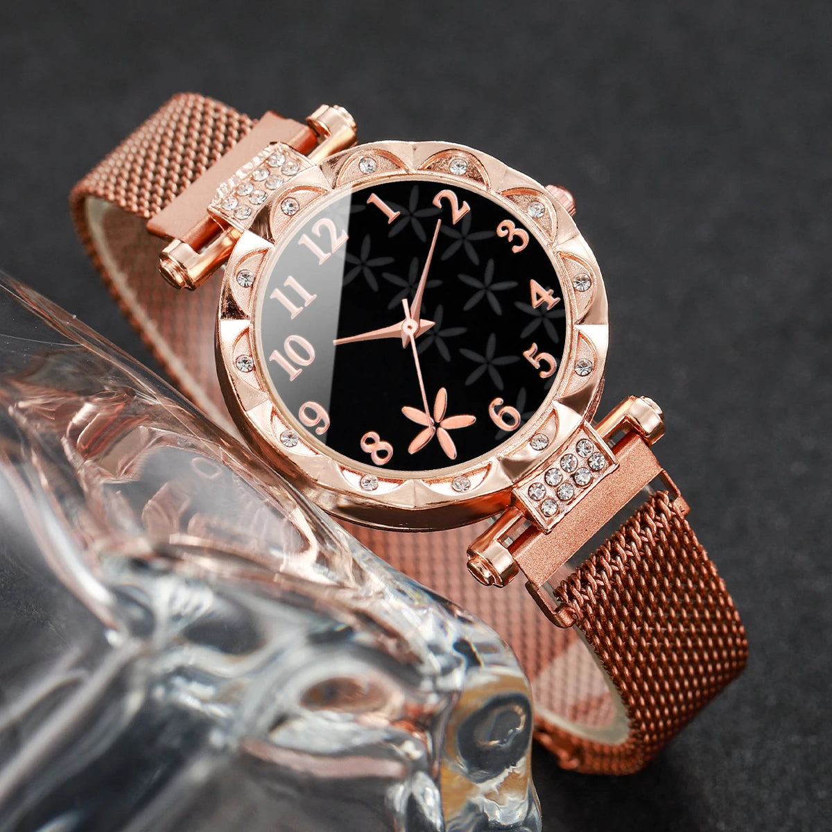 2PCS/Set Fashion Flower Dial Women's Watch