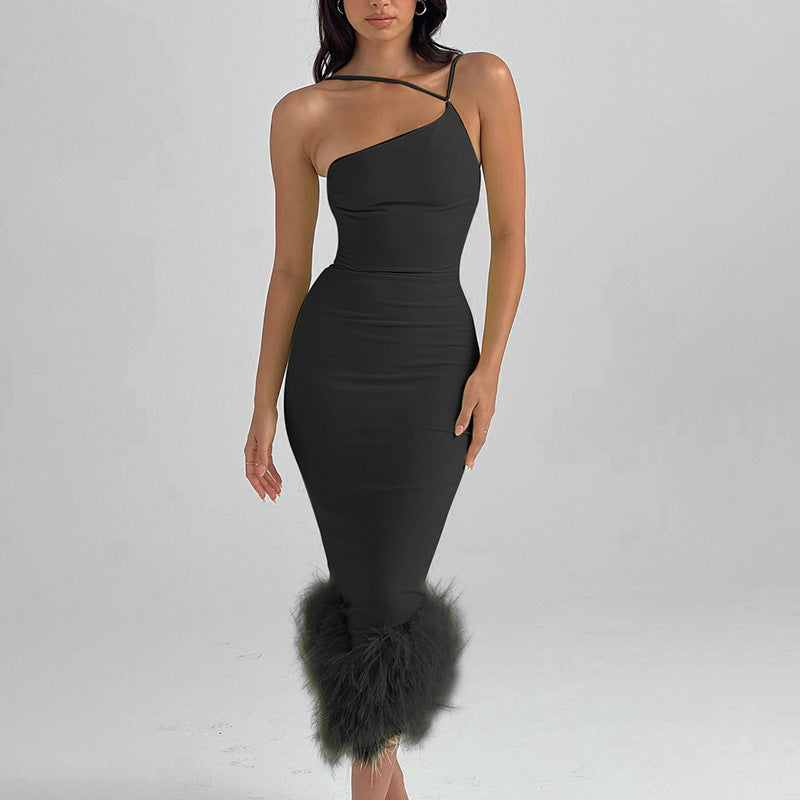 Elegant Feathers Midi Dress