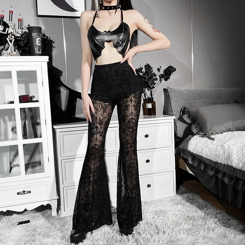 High Waist Women Trousers Punk Slim Alt Clothing