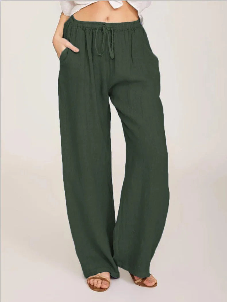 New Casual Women's Wear in Europe,  Large Loose Cotton Hemp Casual Pants