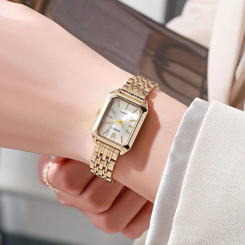 2024 Hot Brand Stainless Steel Strap Watch Women Luxury Gift Quartz Wristwatch Student Fashion Simple Square Quartz Watches