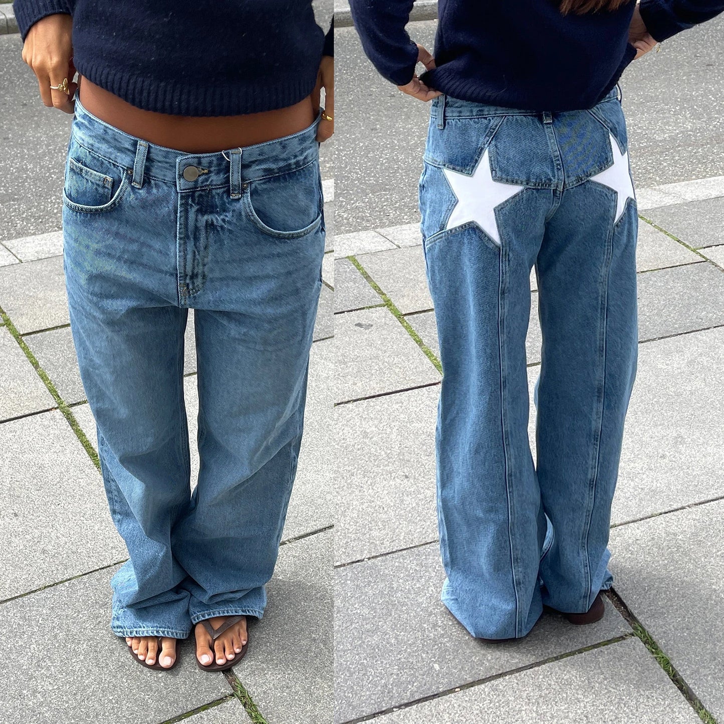 Vintage Jeans Aesthetic Star Pattern Print