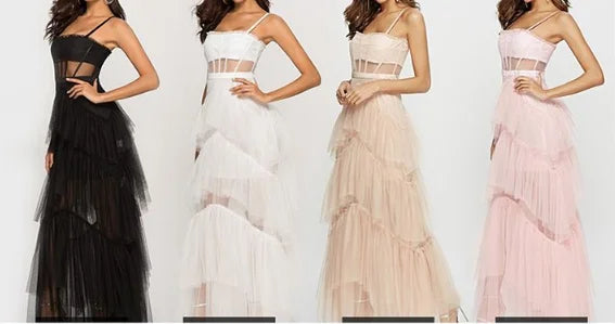 Elegant Mesh Tulle Wedding Party Dress