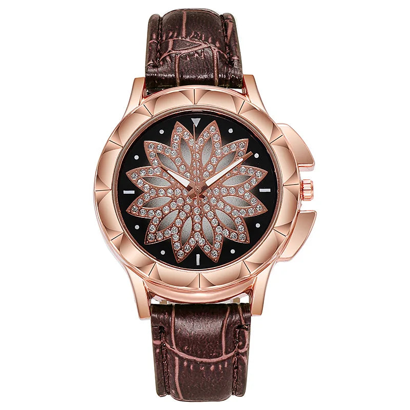 Women Starry Sky Watch Luxury Rose Gold Diamond Watches Ladies Casual Leather Band Quartz Wristwatch Female Clock zegarek damski