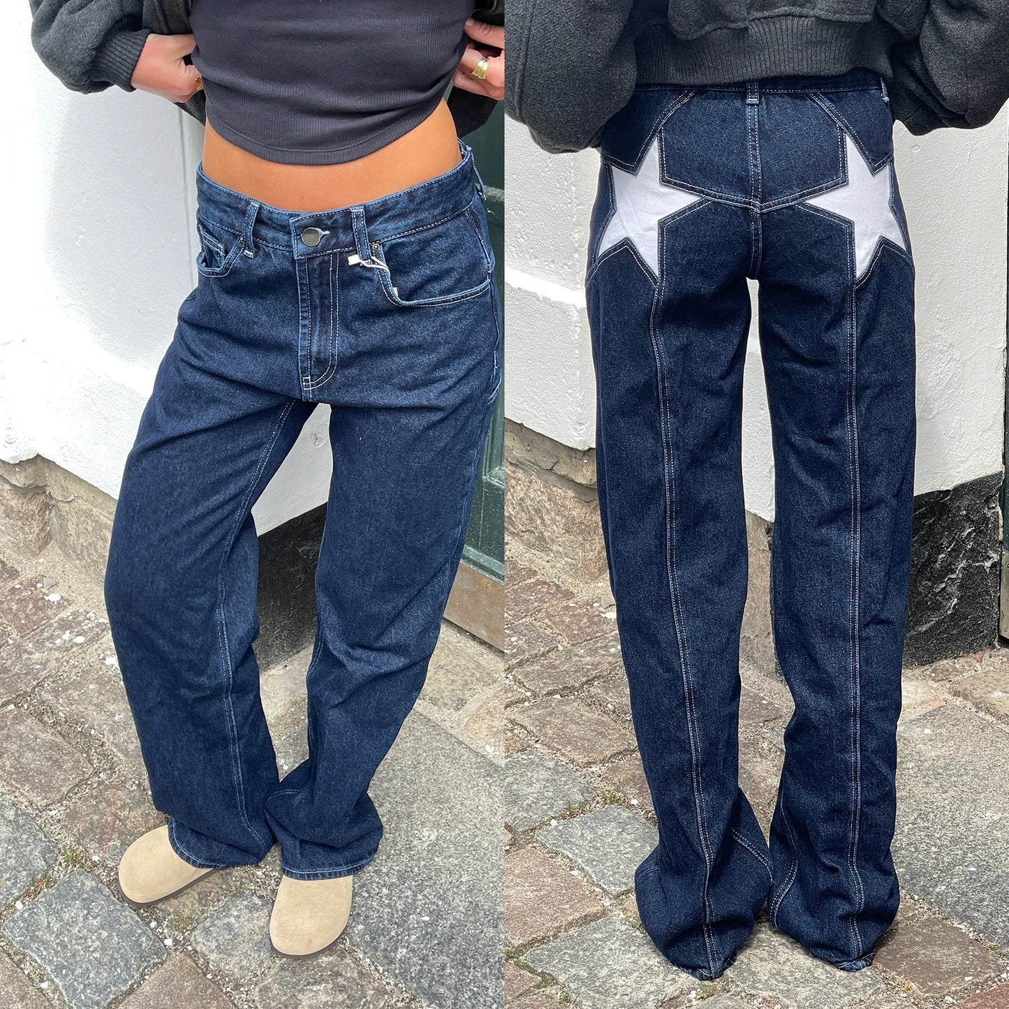 Vintage Jeans Aesthetic Star Pattern Print