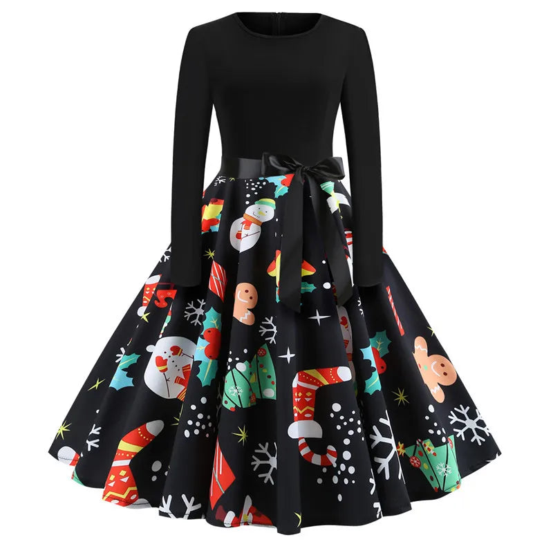 Dress Printed Long Sleeve Holiday Fancy