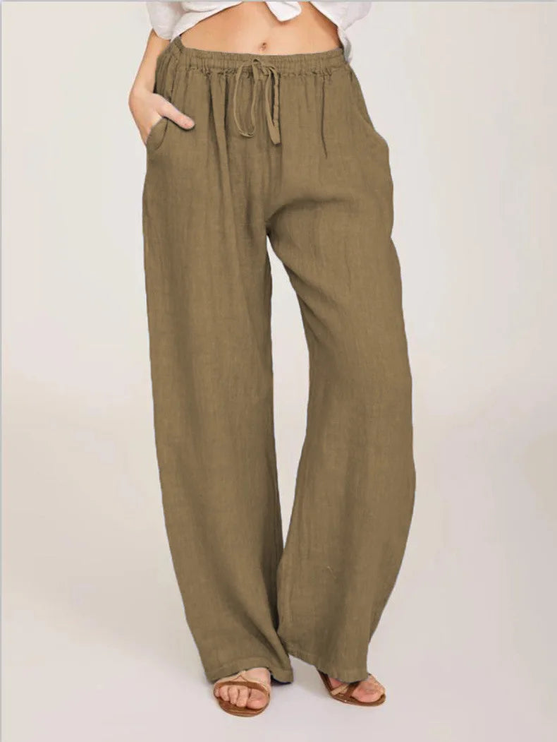 New Casual Women's Wear in Europe,  Large Loose Cotton Hemp Casual Pants