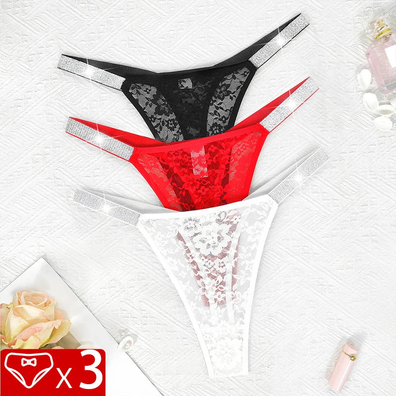 3pcs  Thongs Lace Women Underwear