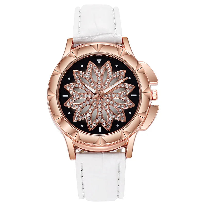 Women Starry Sky Watch Luxury Rose Gold Diamond Watches Ladies Casual Leather Band Quartz Wristwatch Female Clock zegarek damski