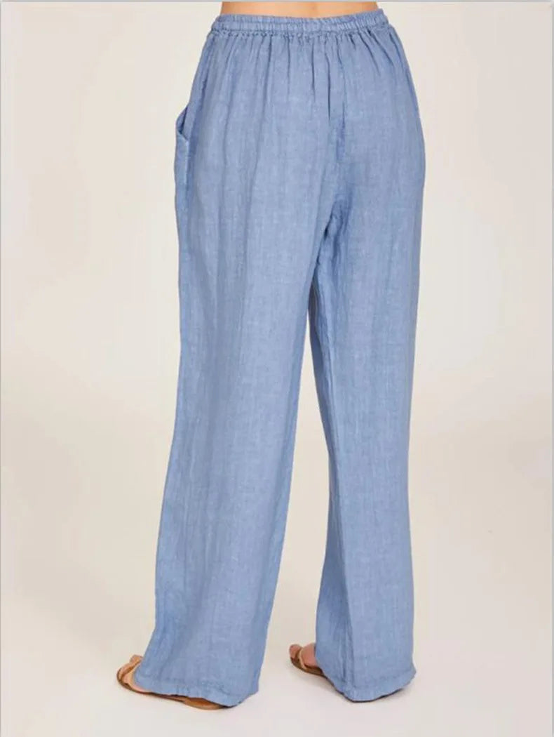 New Casual Women's Wear in Europe,  Large Loose Cotton Hemp Casual Pants