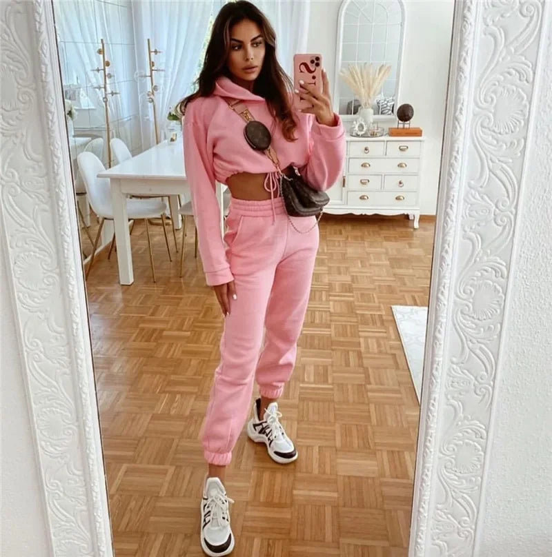 Casual Sportswear Two-piece Set Sweet Style Pant