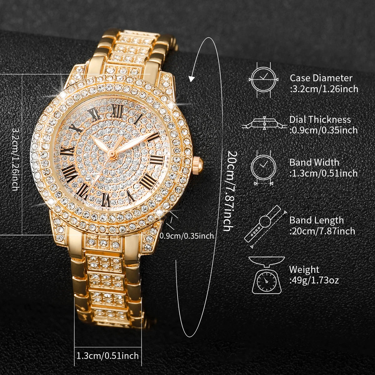 2PCS Fashion Diamond Women Watches Gold Watch Ladies Wrist Watches Luxury Rhinestone Womens Bracelet Watches Relogio Feminino