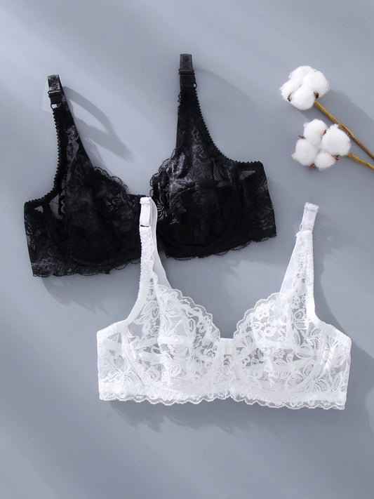 2PcsFull Lace Bra