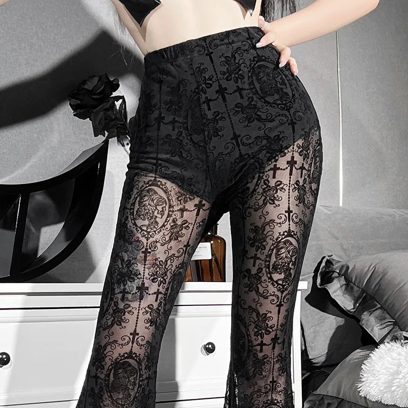 High Waist Women Trousers Punk Slim Alt Clothing