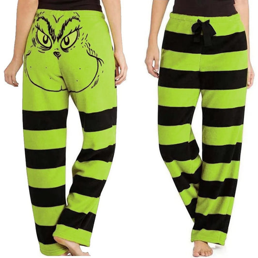 Green Pajama Pants Christmas Striped