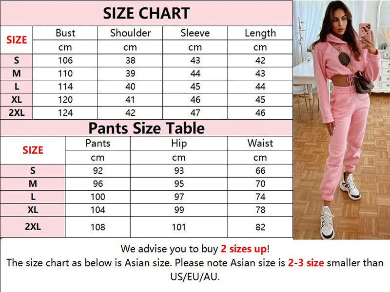 Women Hooded Tracksuit Sports 2 Pieces