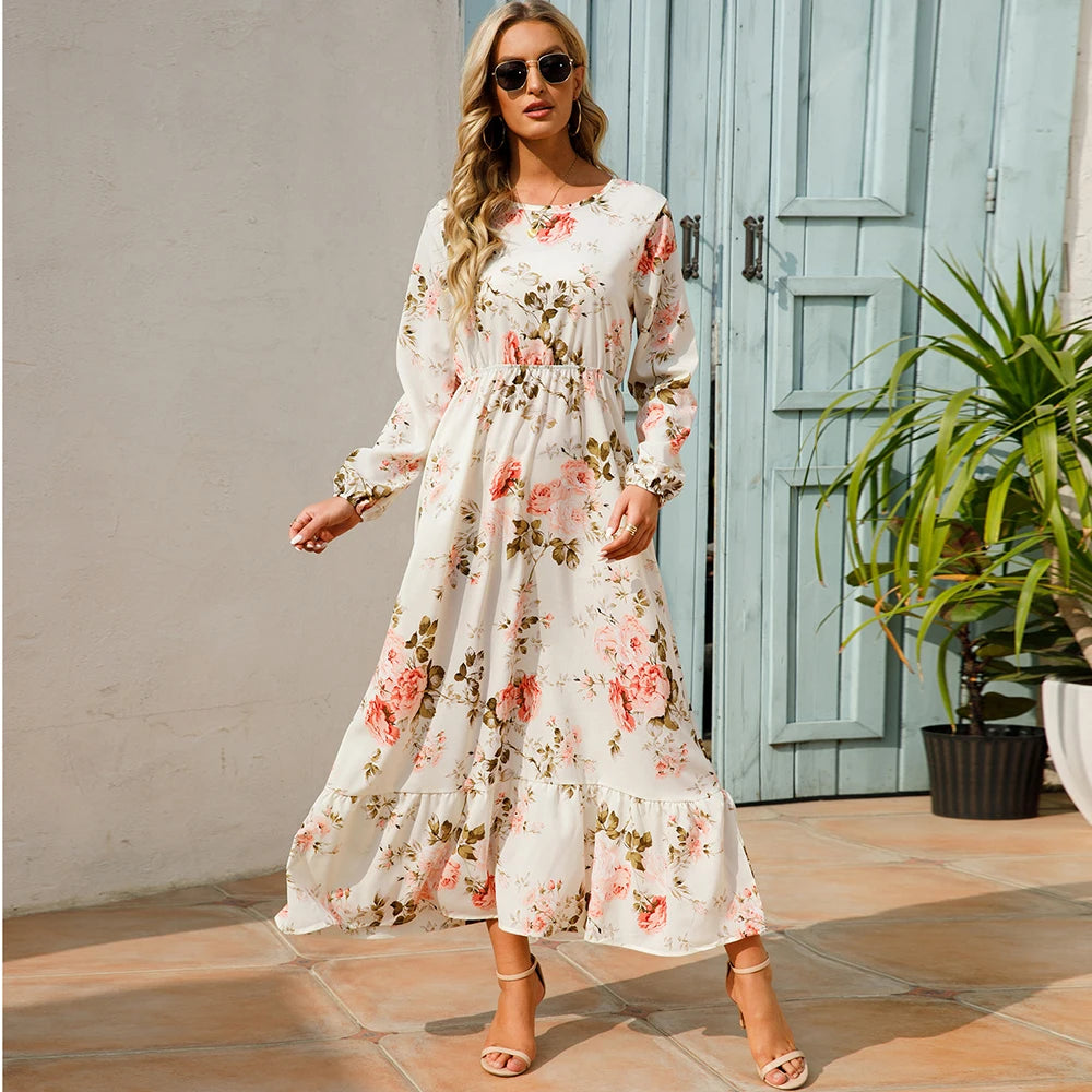 Casual Long Sleeve High Waist Beach Woman Chiffon