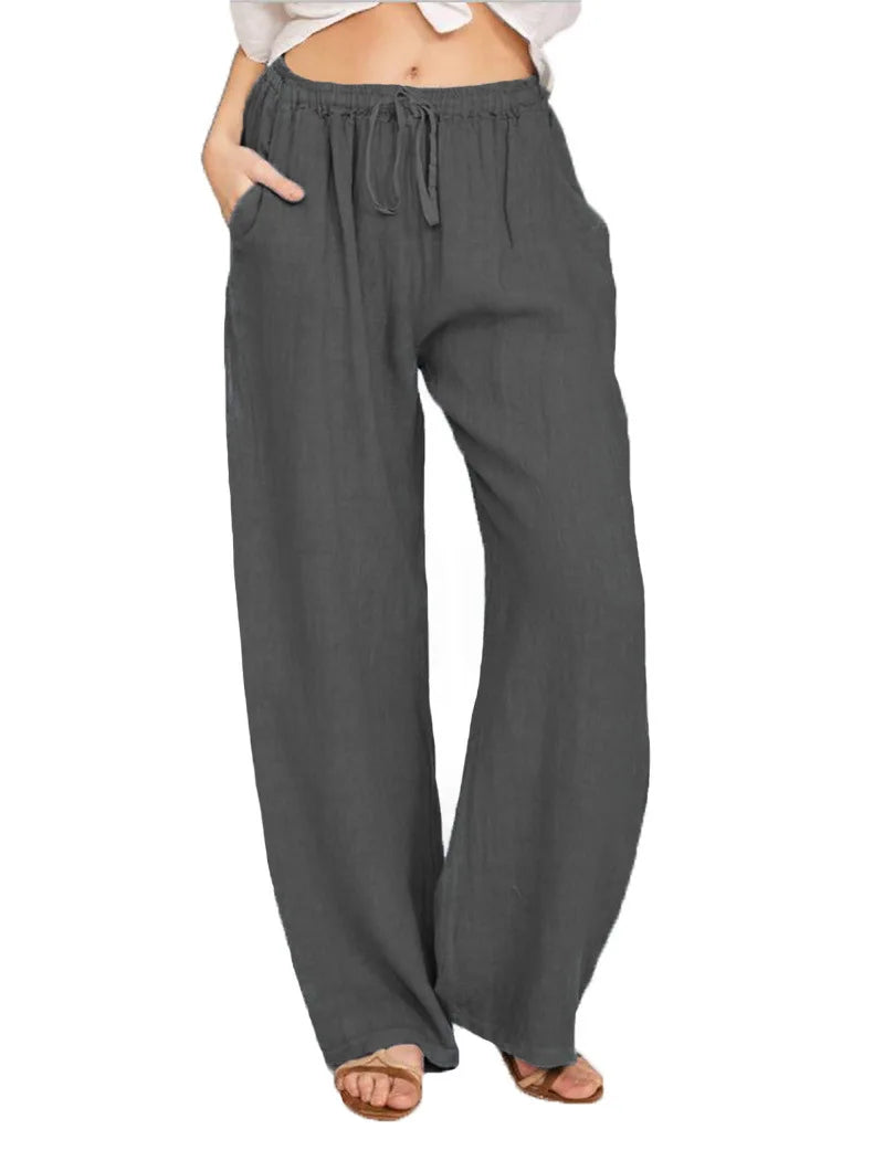 New Casual Women's Wear in Europe,  Large Loose Cotton Hemp Casual Pants