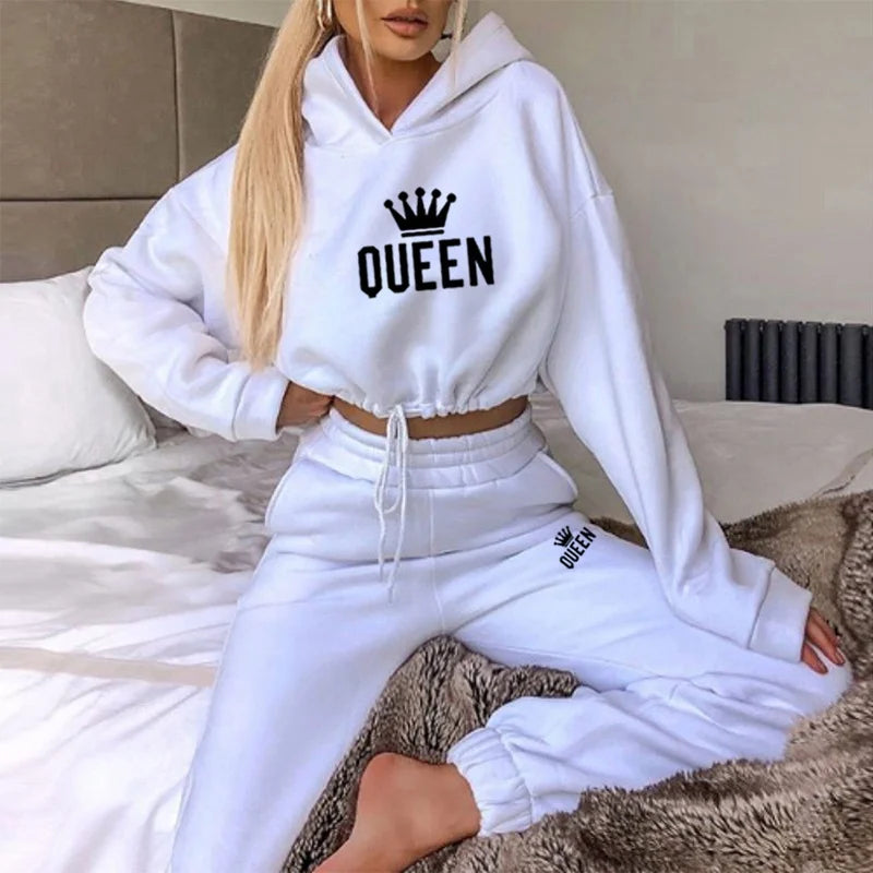 Women Hooded Tracksuit Sports 2 Pieces