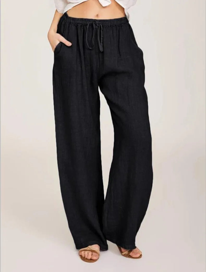 New Casual Women's Wear in Europe,  Large Loose Cotton Hemp Casual Pants