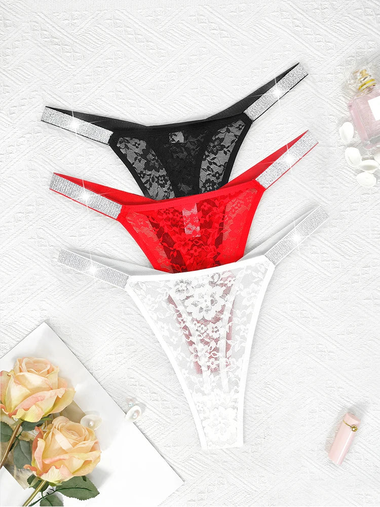 3pcs  Thongs Lace Women Underwear