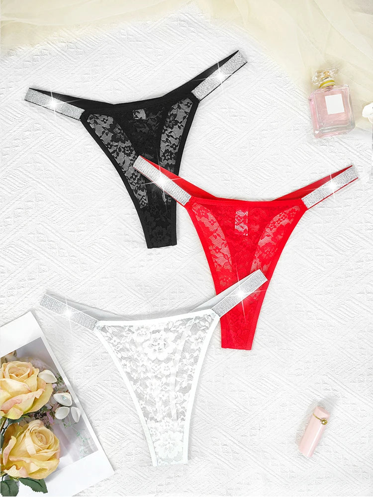 3pcs  Thongs Lace Women Underwear