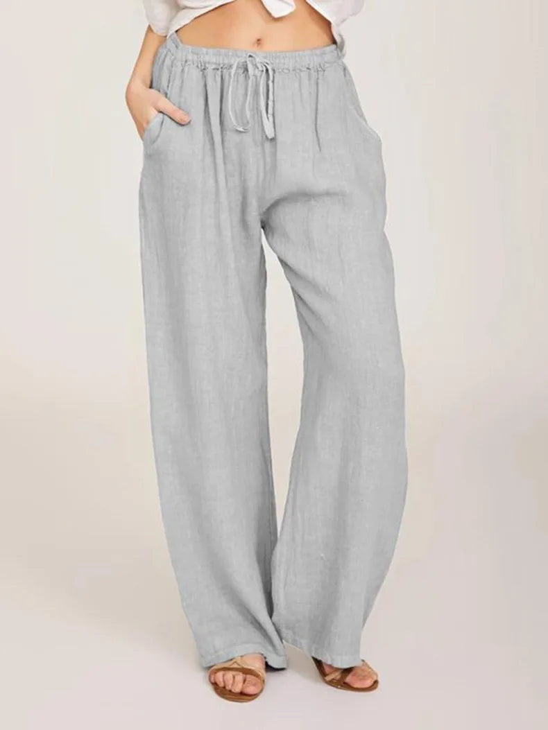 New Casual Women's Wear in Europe,  Large Loose Cotton Hemp Casual Pants