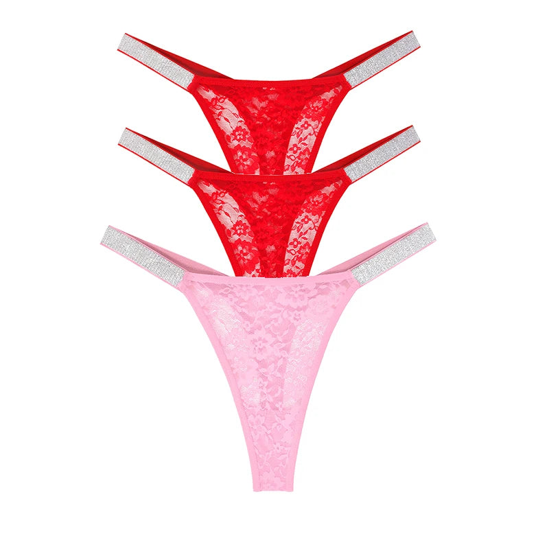 3pcs  Thongs Lace Women Underwear