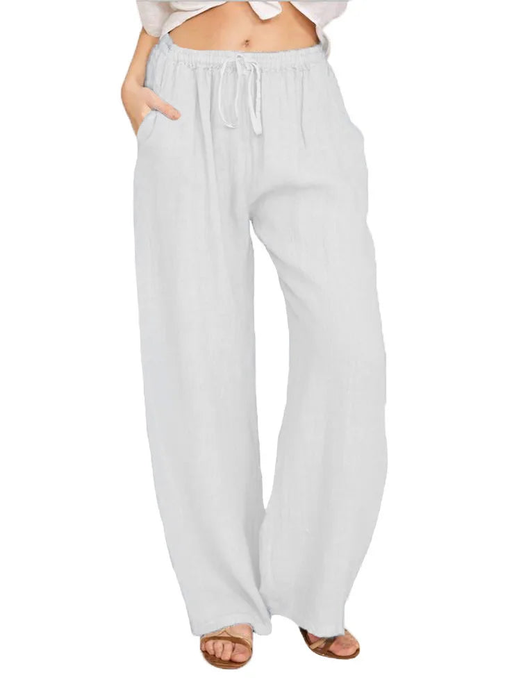 New Casual Women's Wear in Europe,  Large Loose Cotton Hemp Casual Pants