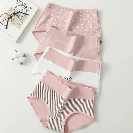 4Pcs  Panties High Waist Underwear Fashion